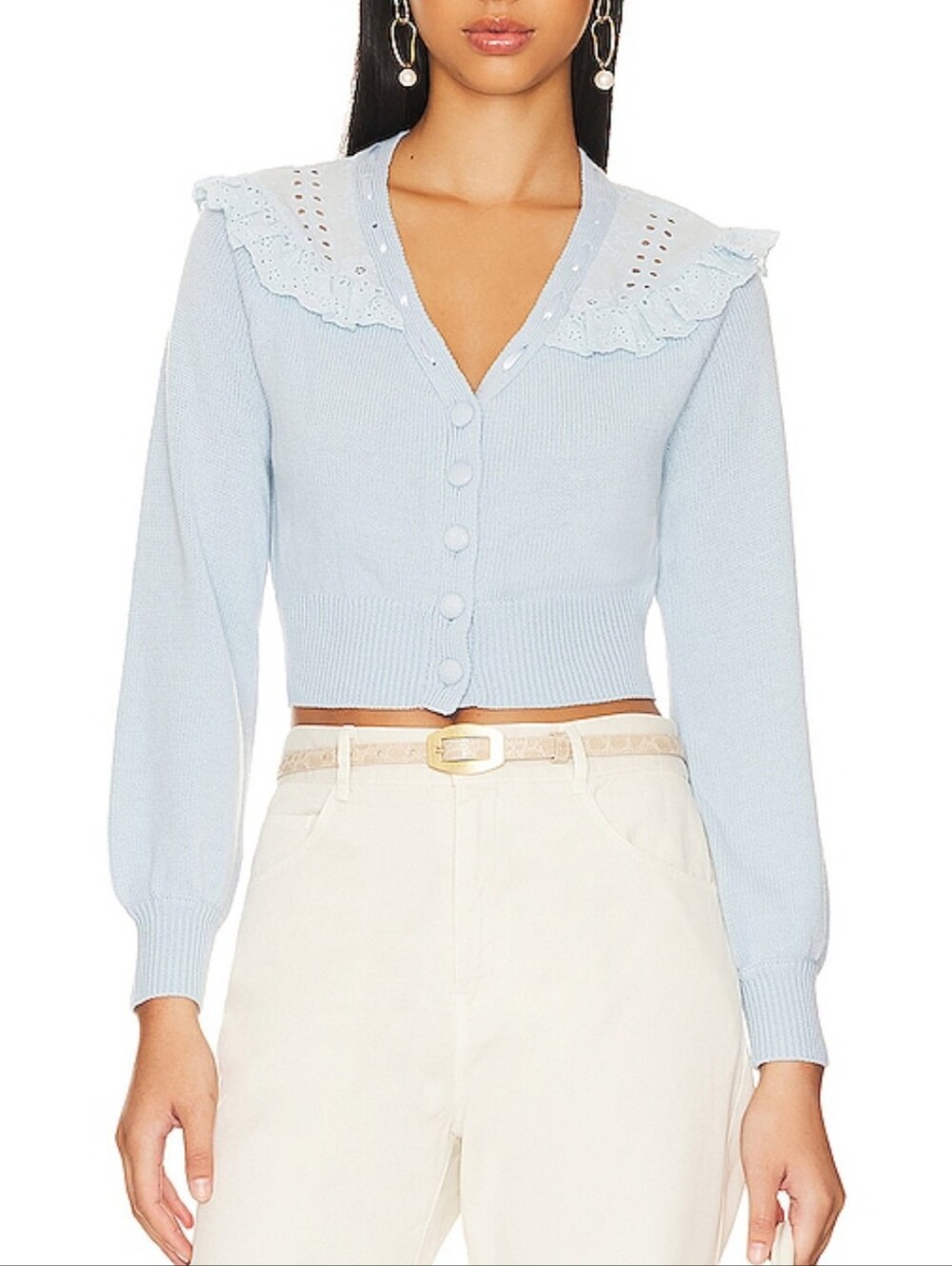 LoveShackFancy Peggy Cardigan In Hydrangea Size XS